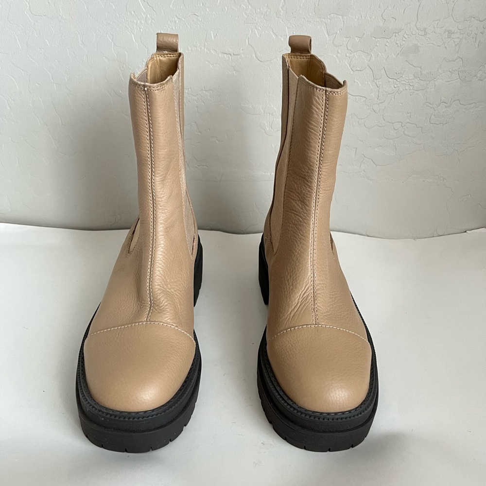 Sam Edelman Wellington Lug Sole Leather Chelsea Boots Tan 7.5 - Picture 4 of 8